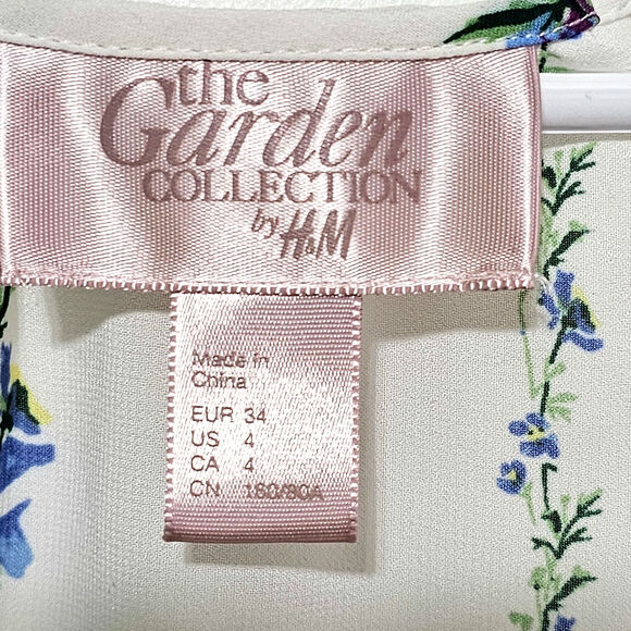 The Garden Collection by H&M Blouse White Floral Kimono Sleeve Boho Size 4 - Picture 4 of 5